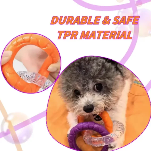 Dog Chew Toy TPR Teeth Cleaning Pet Toys For Small Medium Large Dogs Interactive Bite Resistant 3 Ring Tug Dog Toy Pet Supplies 2