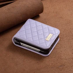 Luxury Leather Anti-Knock Protective Flip Phone Case for Z Flip 7FE (PURPLE)