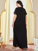 Eid Embroidery Muslim Abaya Dress Women Dubai Arab Caftan Short Sleeve Turkey Morocco Kaftan India Gown Robe Party Vestido 2025 4