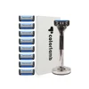 Colorlamb Black Silver Men Razor Manual Shaver Set with Trimmer 5 Layer Stainless Steel Blades 50g Metal Barber Tool