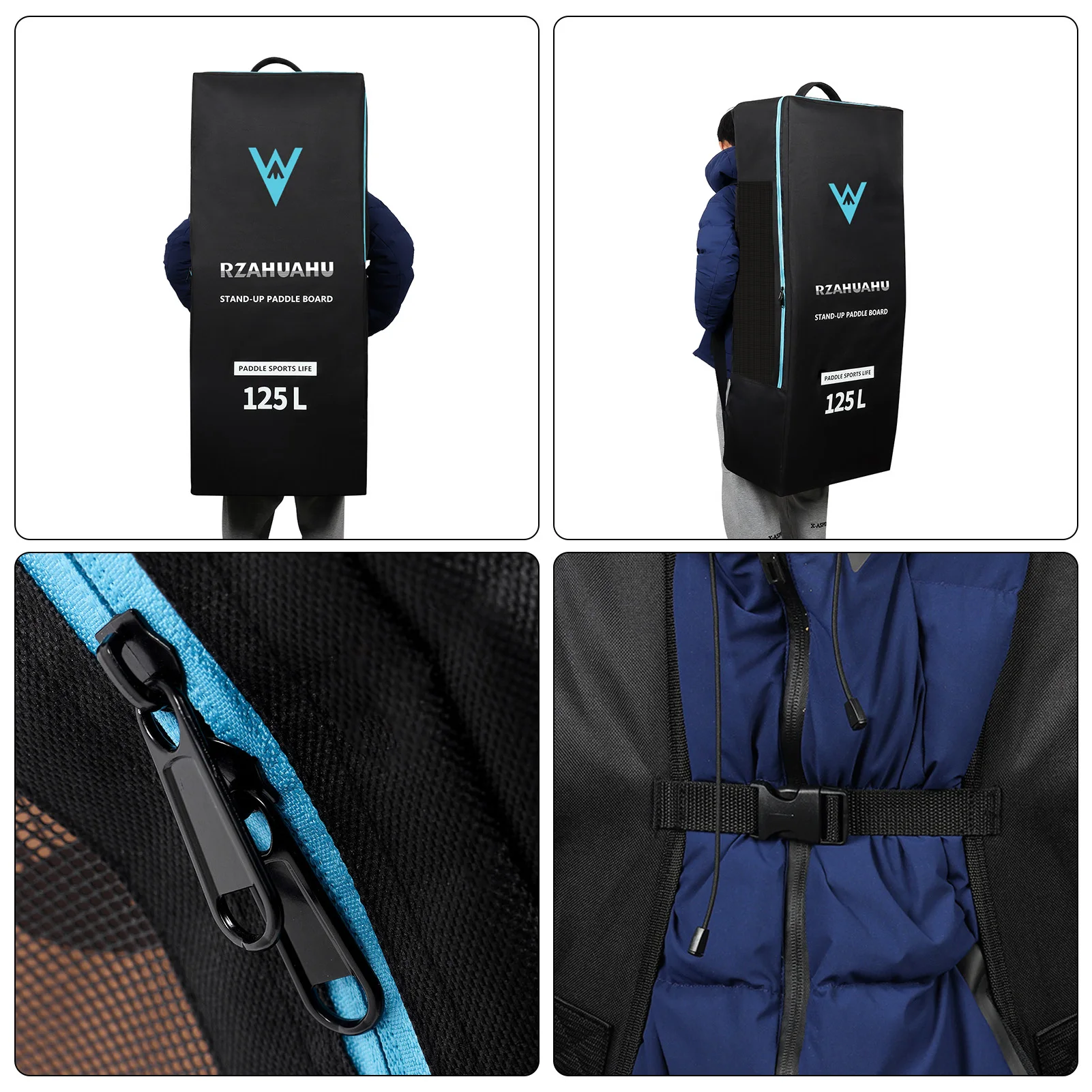 Inflatable Paddleboard Backpack 105L/125L Large Capacity Oxford Cloth SUP Surfboard Bag Paddleboard Storage Bag