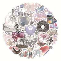 10/30/63pcs Ins Style Shiny Silver Pink Stickers Aesthetic Graffiti Decoration DIY Skateboard Phone Fridge Bike Cute Decals Toys 1