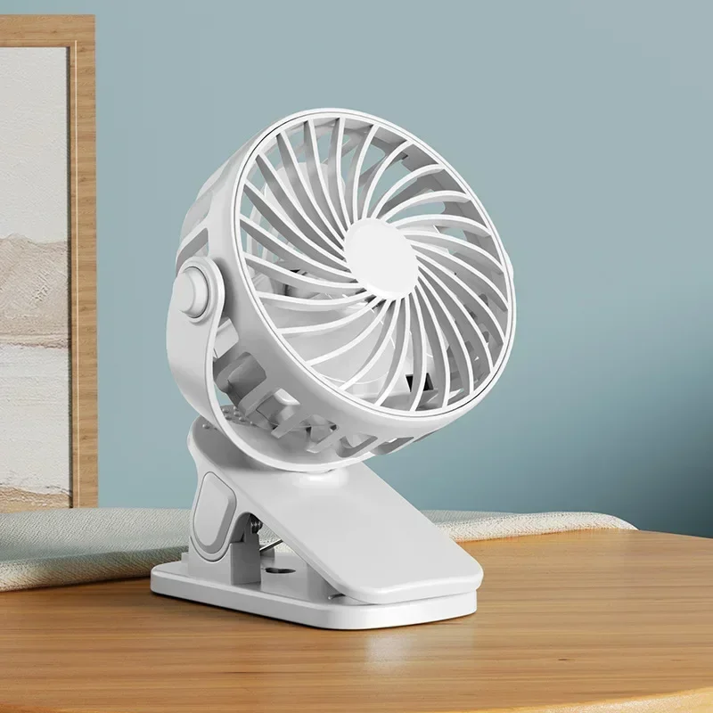 Compact USB Rechargeable Clip-On Fan with Adjustable Speeds and 720° Rotation