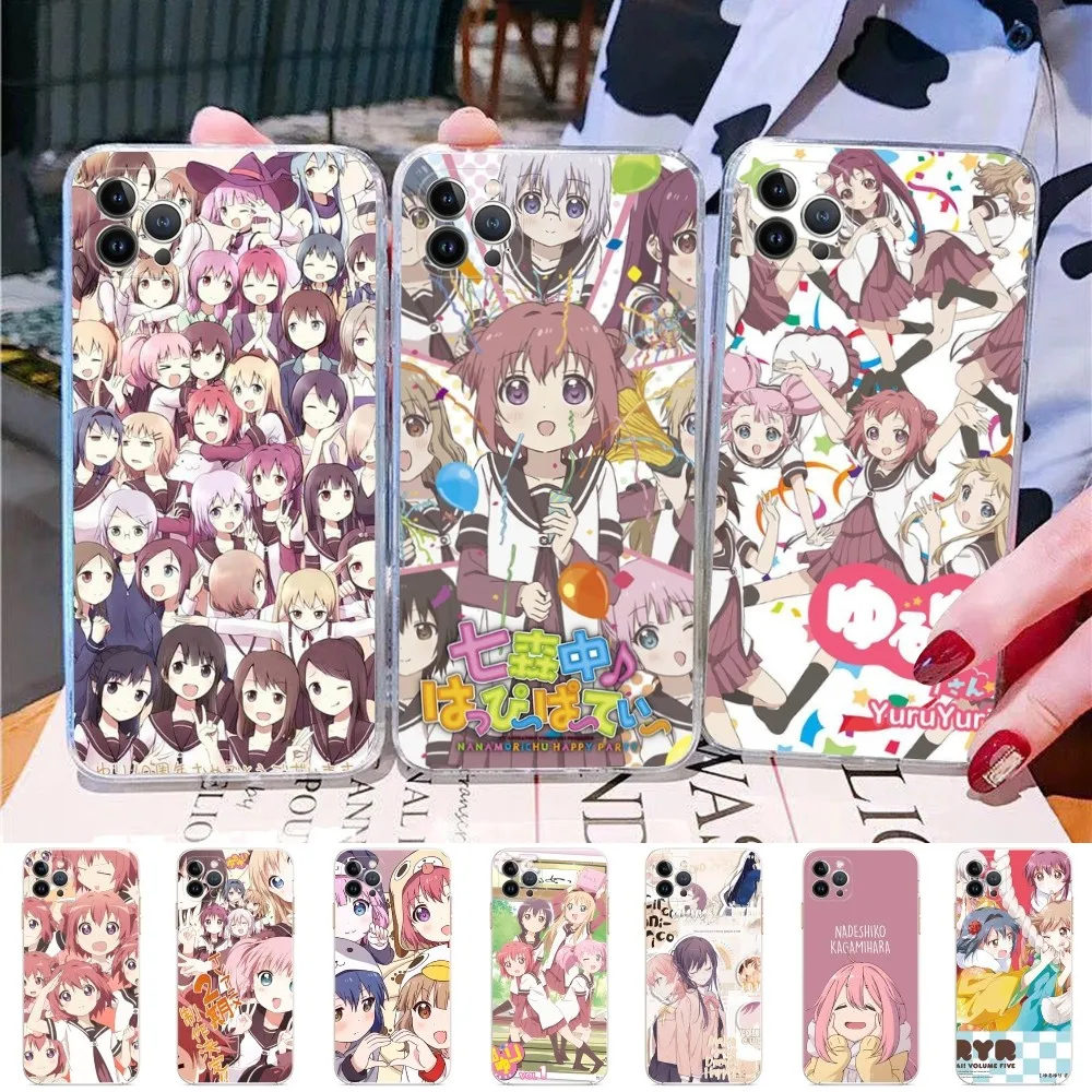 

Anime Yuru Yuri Phone Case For iPhone 15 14 13 12 Mini 11 Pro XS Max X XR SE 6 7 8 Plus Soft Silicone Cover