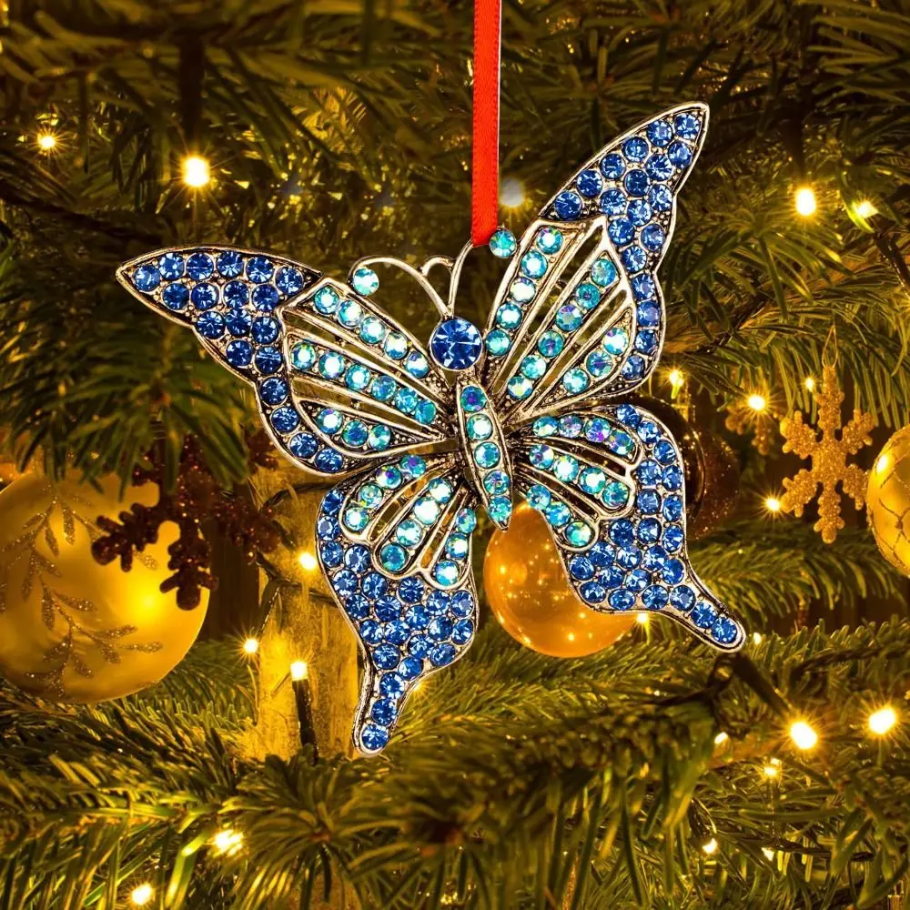 2D Butterfly Christmas Decorations Pendant Gift Creative Acrylic Christmas Ornament Tree Hanging Ornaments