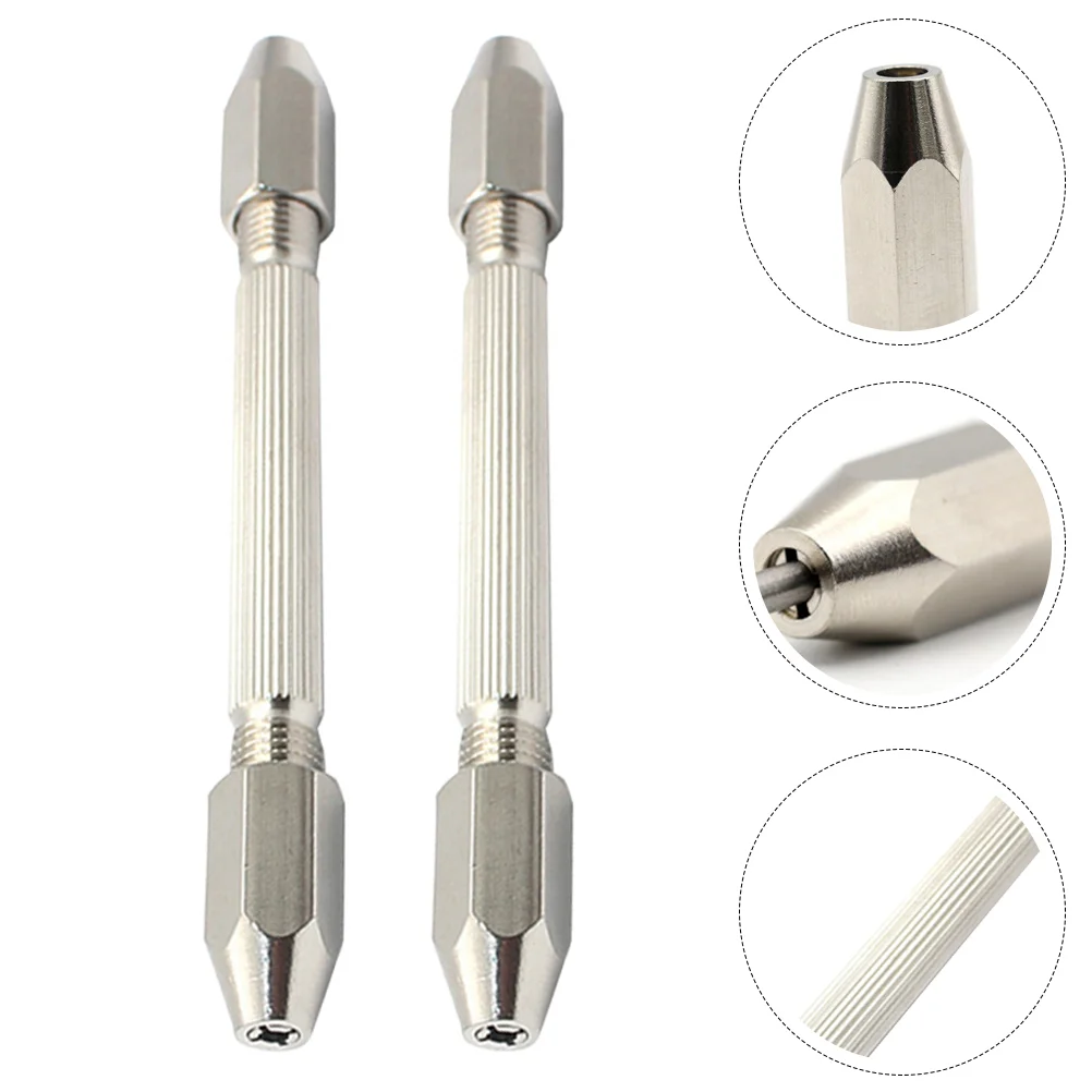 2 Pcs Hexagonal Double Ended Hand Drill Pin Vise Mini Bit Holder Brass High Speed Watch Repair Tool Ergonomic Non Grip For 3