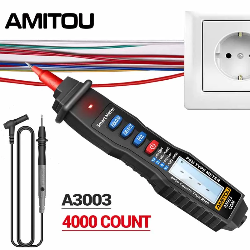 

AMITOU Professional Digital Multimeter Pen AC/DC Voltmeter Ammeter Electric Voltage Tester NCV Hz Diode Continuity Live Meter