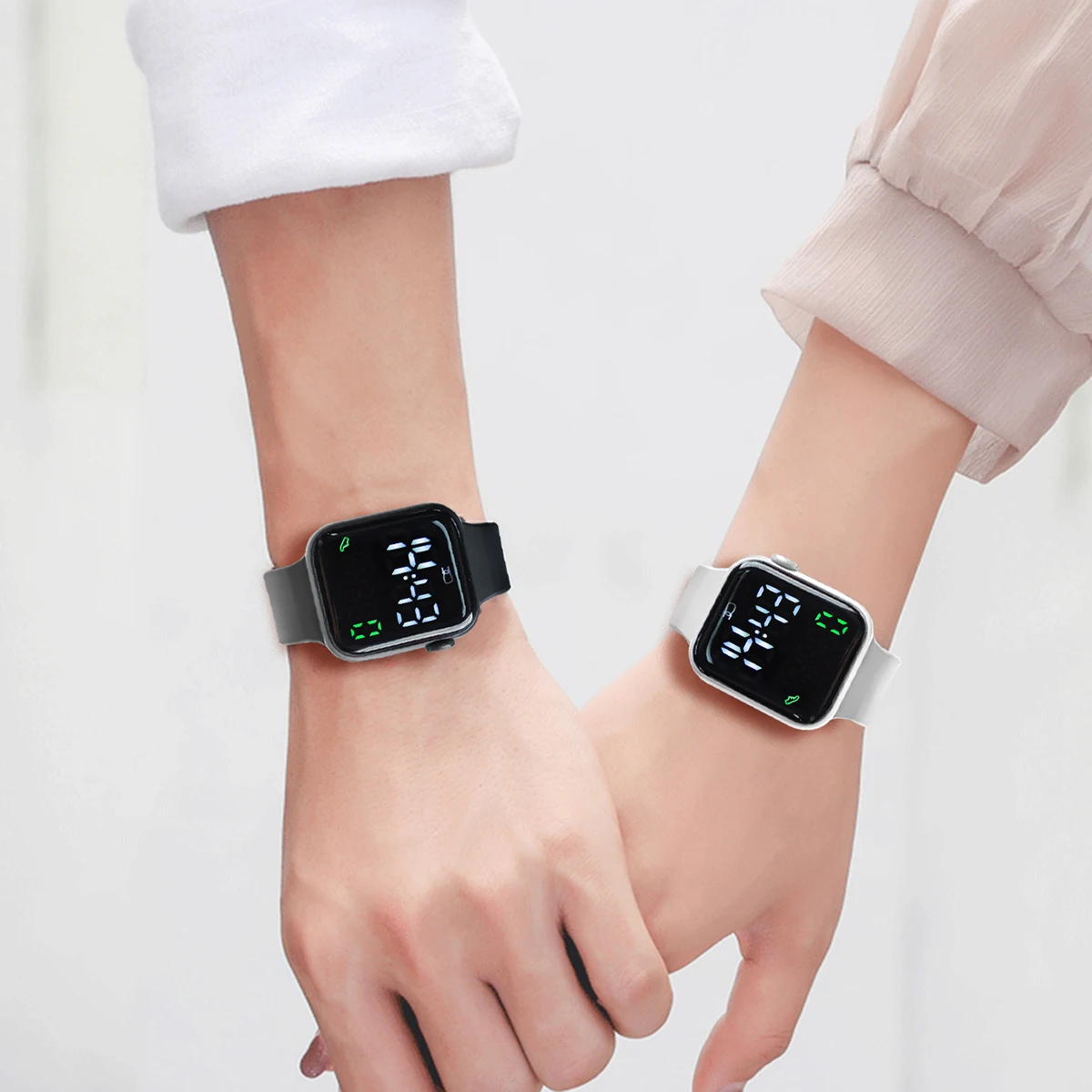 New 2PCS Student Minimalist Smart Watch for Boys and Girls with Elevated Display and Step Counting Sports Electronic Watch 5