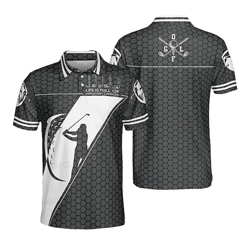 Men's Golf Casual Lapel Polo T-Shirt Outdoor Sports Harajuku Short Sleeve Summer