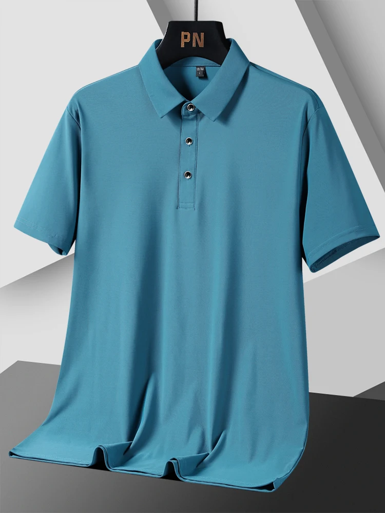 Summer Men Polo Shirts 2023 New Classic Short Sleeve Tee Breathable Cooling Quick Dry Nylon Polos Men Golf T-shirt Plus Size 8xl