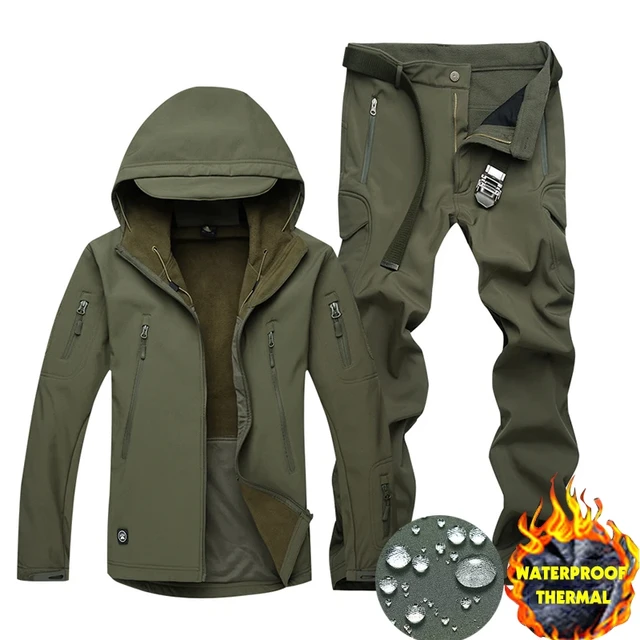 Waterproof Winter Tactical Suit Military Hiking Men's Jacket Suit Windproof  Fleece Fishing Rain Coat Sharkskin Camping Tracksuit - AliExpress