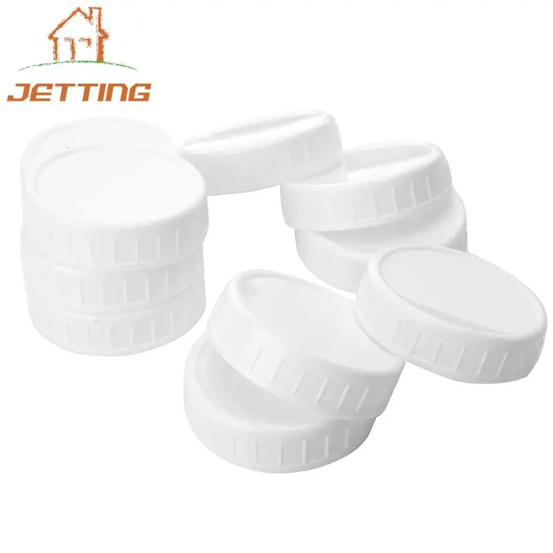 

10pc White Mason Canning Drinking Jars Lid 70mm/86mm Inner Diameter Plastic Covers Unlined Ribbed Lids Storage Caps Replacements