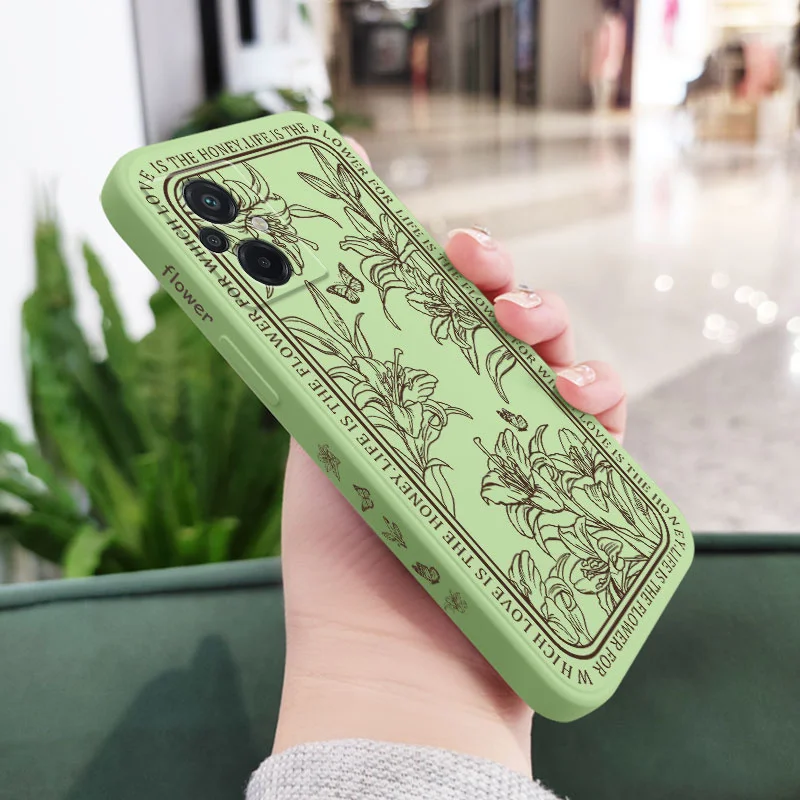 Elegant Line Art Floral Silicone Phone Case