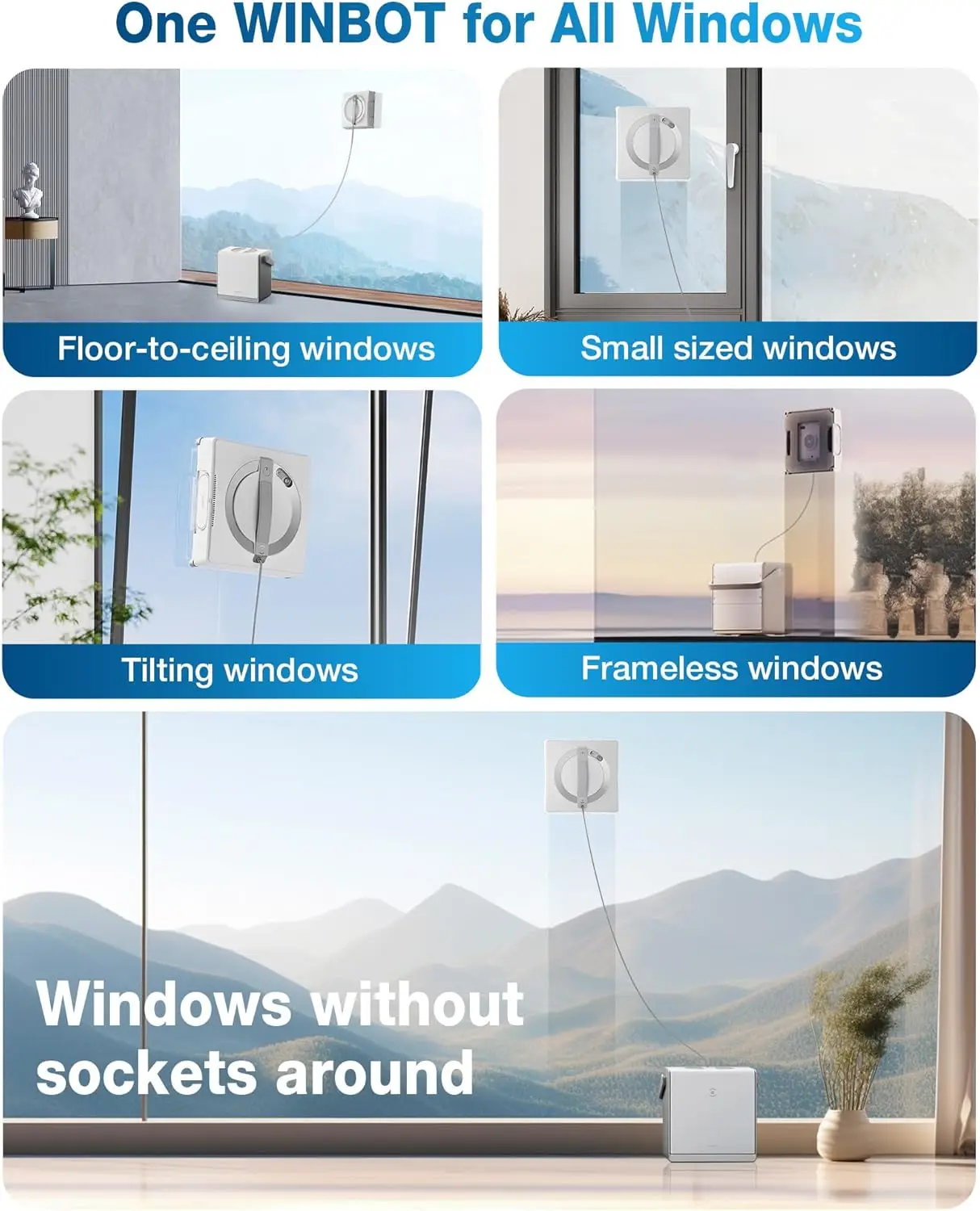 W2 Omni Portable Window Cleaning Robot, Intelligent Cleaning with Three-Nozzle Wide-Angle Spray Technology, Win S 2