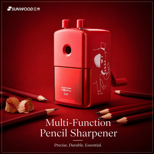 SUNWOOD Manual Large-Caliber Thick Triangular Pencil Sharpener / Shaving Machine / Rotary Sharpener, Model SL63 1