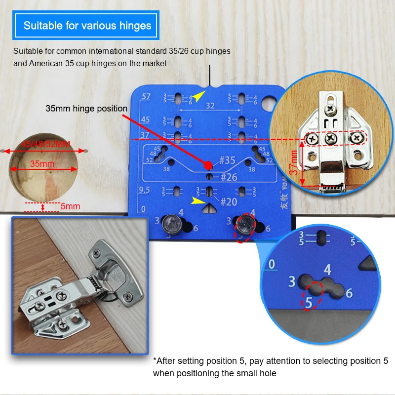 35mm Hinge Boring Jig 26mm Hinge Hole Drilling Guide Locator Drilling Jig Drill Bits Woodworking Door Hole Opener Cabinet