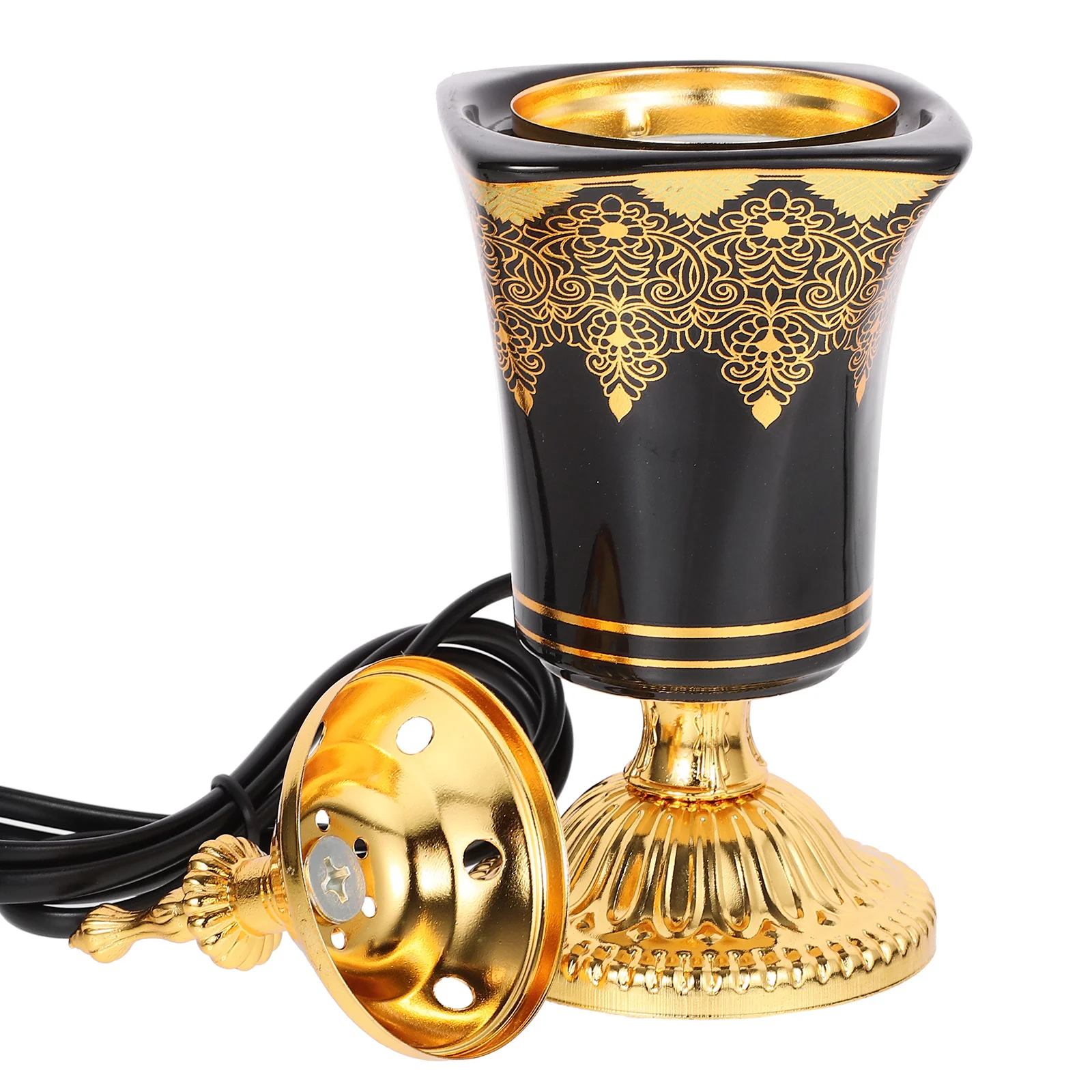 

Electric Incense Burner Oud Frankincense Incense Holder Vintage Arabic Censer Burner Home Office Yoga Spa Aroma Ornament Black