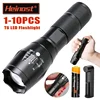 High Power T6 LED Flashlights Camping Torch 5 Light Modes Zoom Light Aluminum Alloys Waterproof Material External 18650 Battery 1