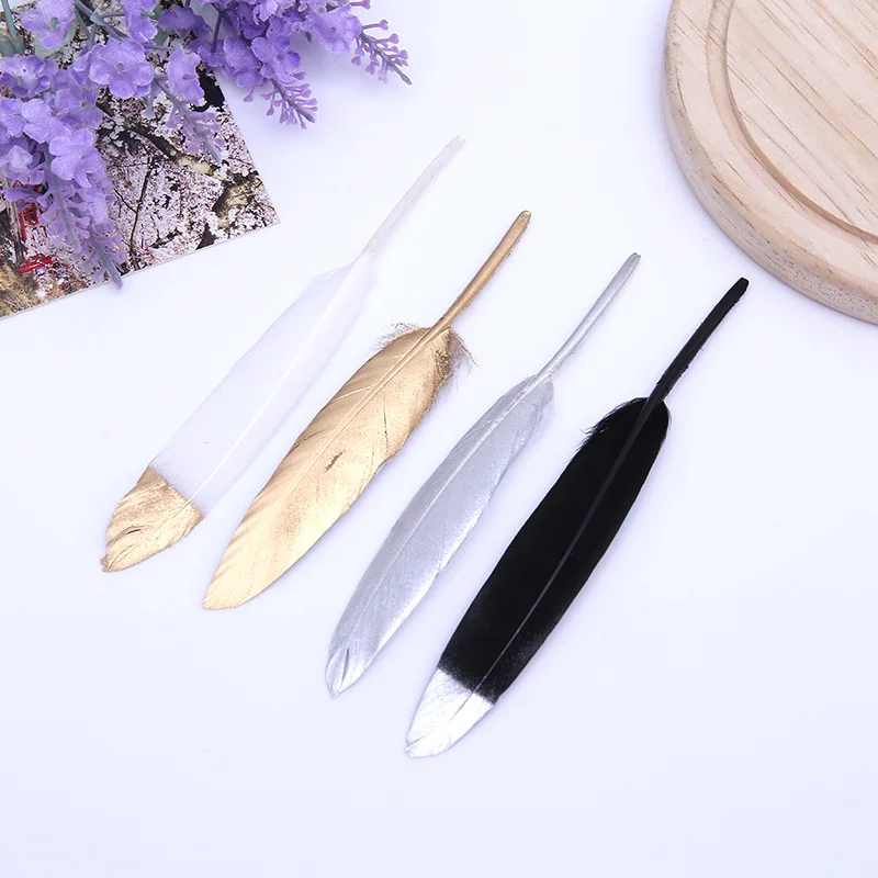 Glittering Gold and Silver Feathers for DIY Wedding and Jewelry Crafts