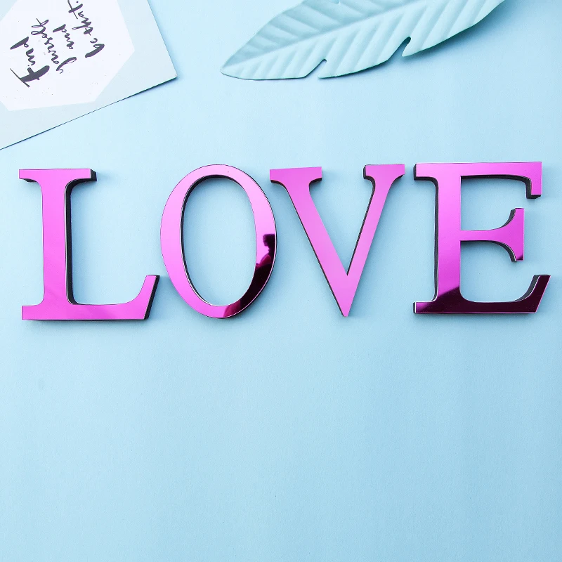 Wall Stickers Acrylic Mirror Surface 3D English Letters Alphabet Poster Home Decor Wedding Party Decoration Art Mural