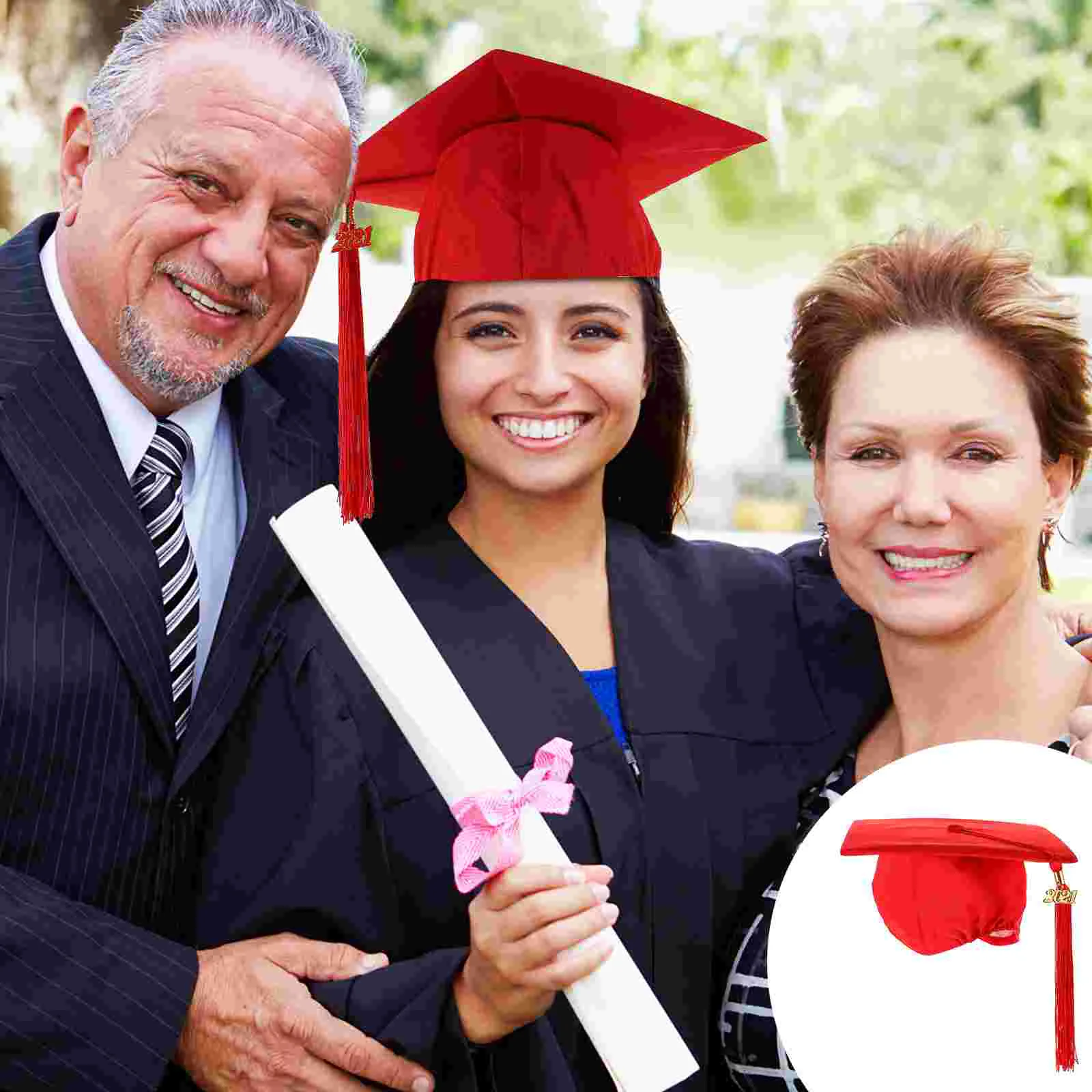 

Graduation Hat Cap Toppers for 2021 Trencher Graduate Party Clothes Exquisite Novel Headdress Woven Interesting Prop