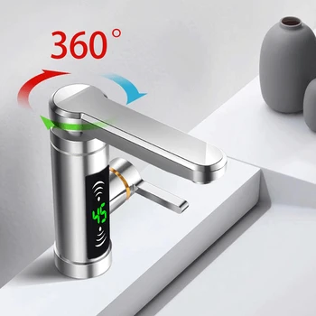 Rubinetto per acqua calda istantanea da 3000 W - Temperatura regolabile (25-55 ℃ ), 360 °   Rotazione, impermeabile IPX4 per cucina/bagno 1