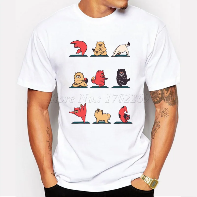 Tier lustige design Männer t-shirt Pommerschen/Katze/Soth/Elefanten/Englisch Bulldog/Pug hipster coolen männlichen tops/t – Detail 3