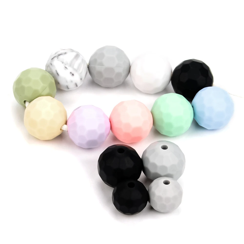Lofca 40 Stück 12/15 mm Silikonperlen, Polyeder, Bpa-frei, für Schmuckherstellung, DIY, Schlüsselanhänger, Halskette, Schmuckzubehör – Detail 10
