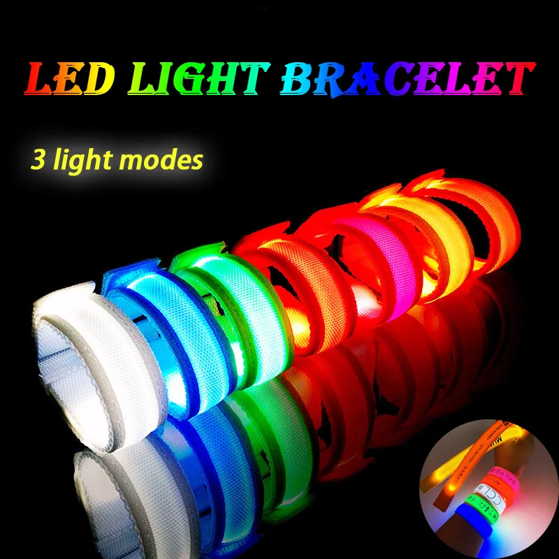 Glow in the Dark Bracelet Led Luminous Concert Party Bar Velcro LED Sports Wrist Strap Party Supplies