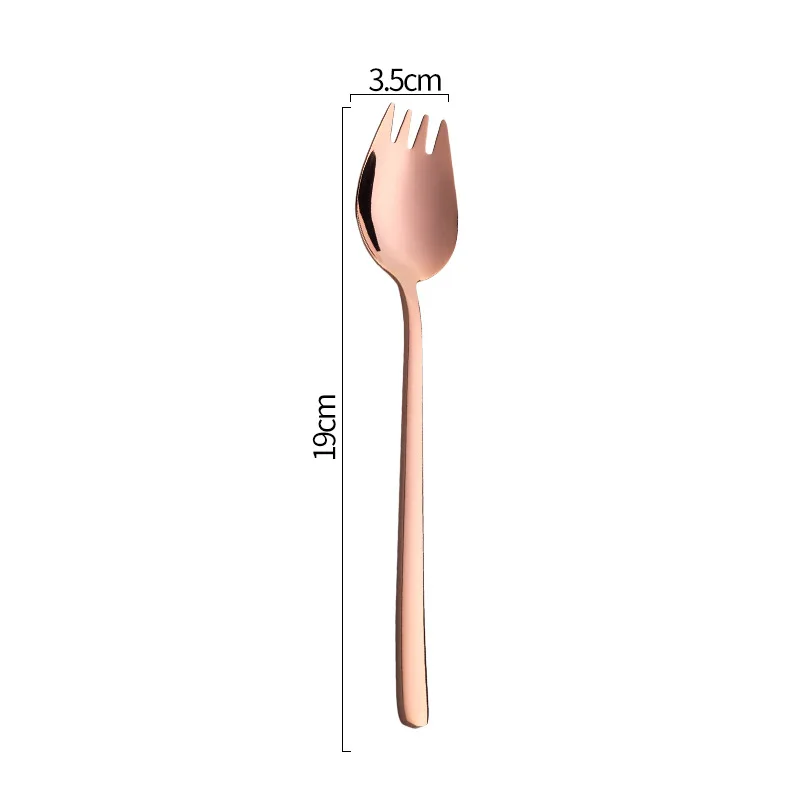 Description Picture 3 of itemStainless Steel Fruit Fork Dessert Forks for Cake Snack Salad Fork Spoon 2 In 1 Colorful Long Handle Fork Spoon DH48