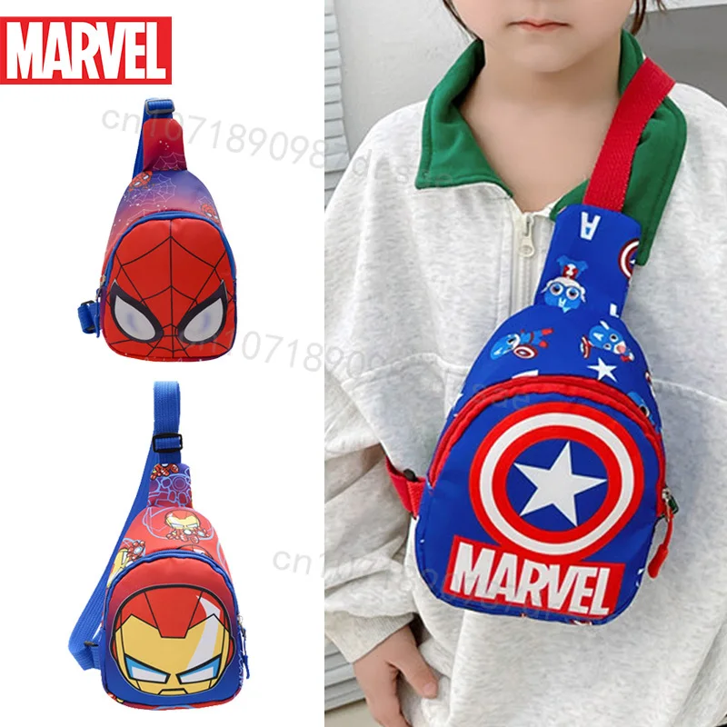 Marvel Children's Chest Bag Spiderman Outdoor Shoulder Bags Captain America Iron Man Baby Cartoon Zipper Wasit Bag for Kids Gift