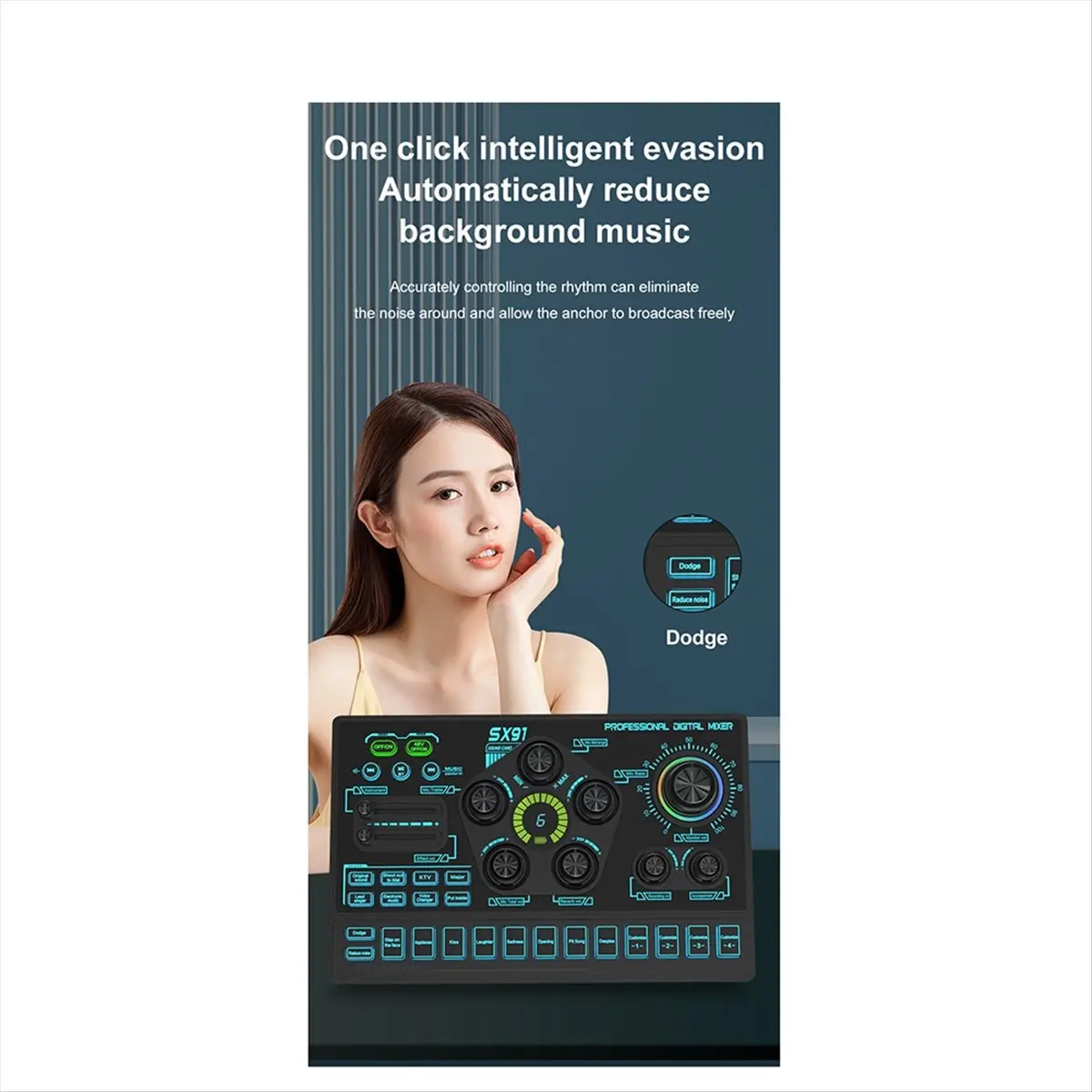 T80C SX91 라이브 사운드 카드 USB 사운드 믹서 전문 오디오 믹싱 콘솔 앰프 (라이브 노래, PC, 노트북, 휴대폰용)