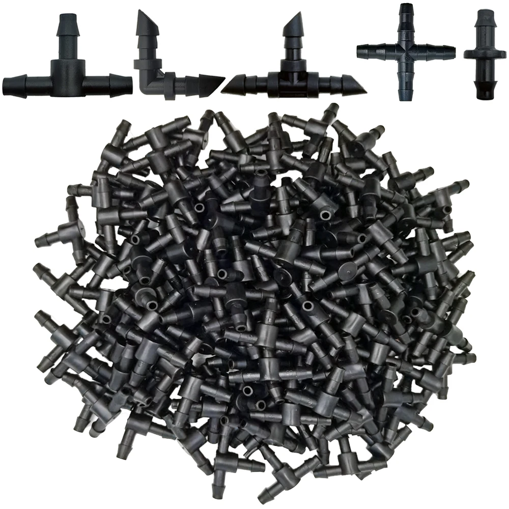 4/7mm Hose Dripper Water Tee Connector Plastic Barbed 1/4" Pipe Tubing Watering Coupling Joint Garden Micro Drip Irrigation Tool