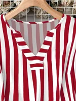 Grande taille femme mode printemps Plaid T-shirt col en v pull léger dessus respirants Style européen et américain plage voyage vêtements 4