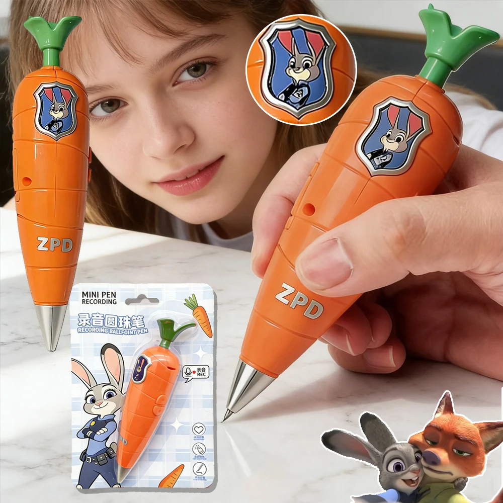 Zootopia 2 Carrot recorder pen 60-Second mini recorder 2-in-1 Judy & Nick themed kids&rsquo; movie cosplay prop & gift