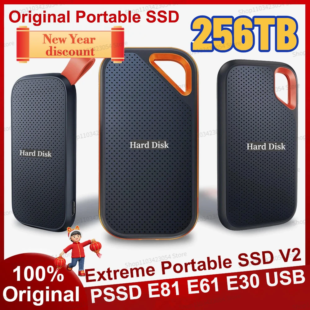 

2024 Original E81 E61 E30 SSD External Solid State Drive USB 3.2 Type-C Portable SSD Hard Disk Compatible for PC Laptop MAC ps5