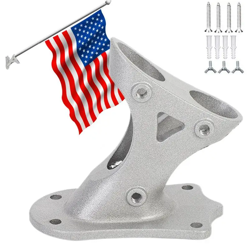 Flag Pole Bracket For Outside House Adjustable Flag Pole Base Heavy Duty Holder Metal Base Stand Heavy Duty Wall Mount