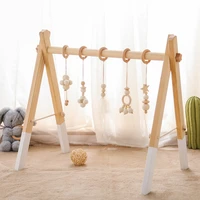 1Set Baby Wooden Rattle Toys Play Gym Mobile Hanging Sensory Toys Foldable Play Gym Frame Activity Gym Baby Holder Bracket Gifts 2