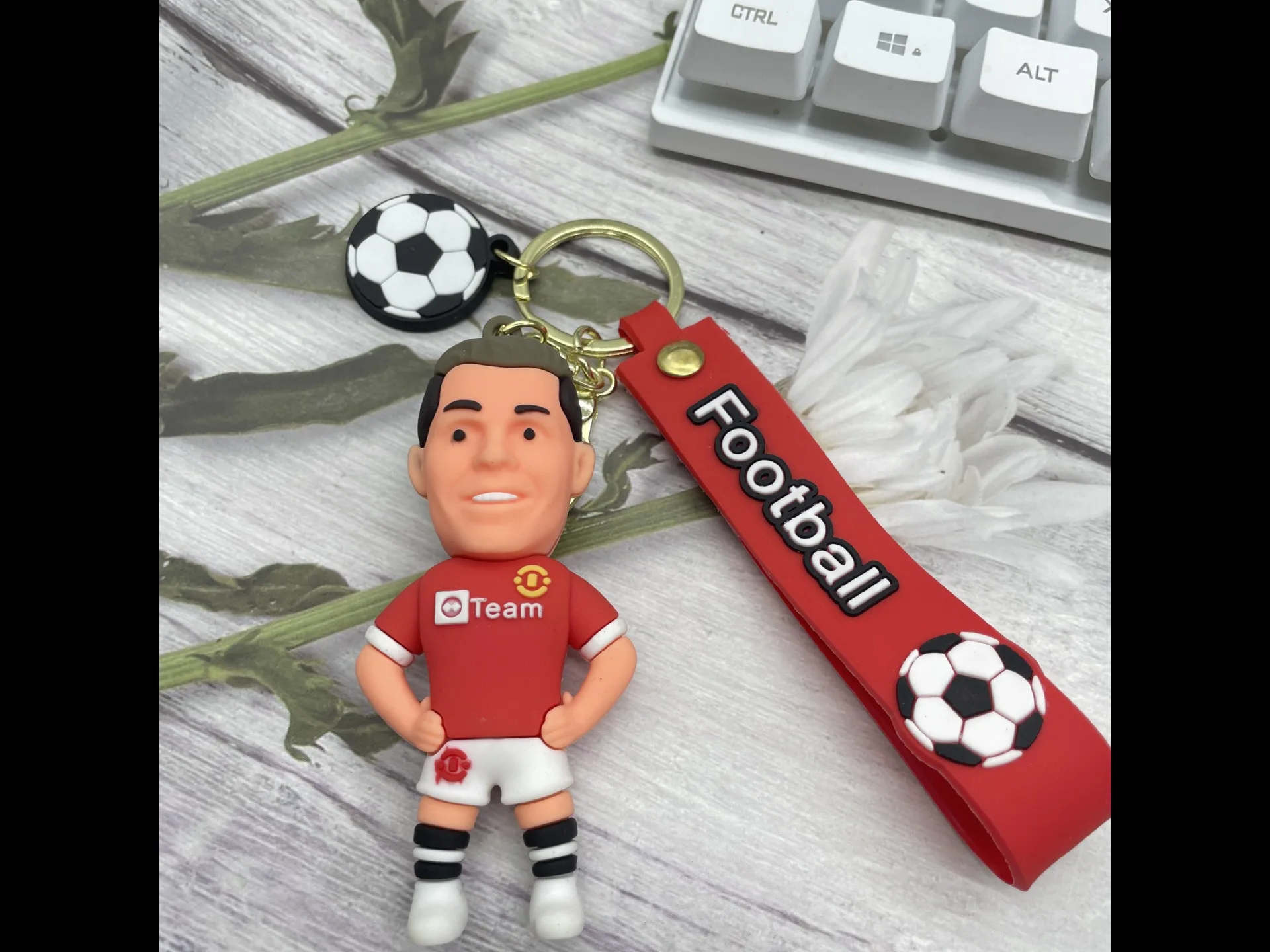Football Star Ronaldo Figure Keychain Jewelry Bag Pendent Keyring