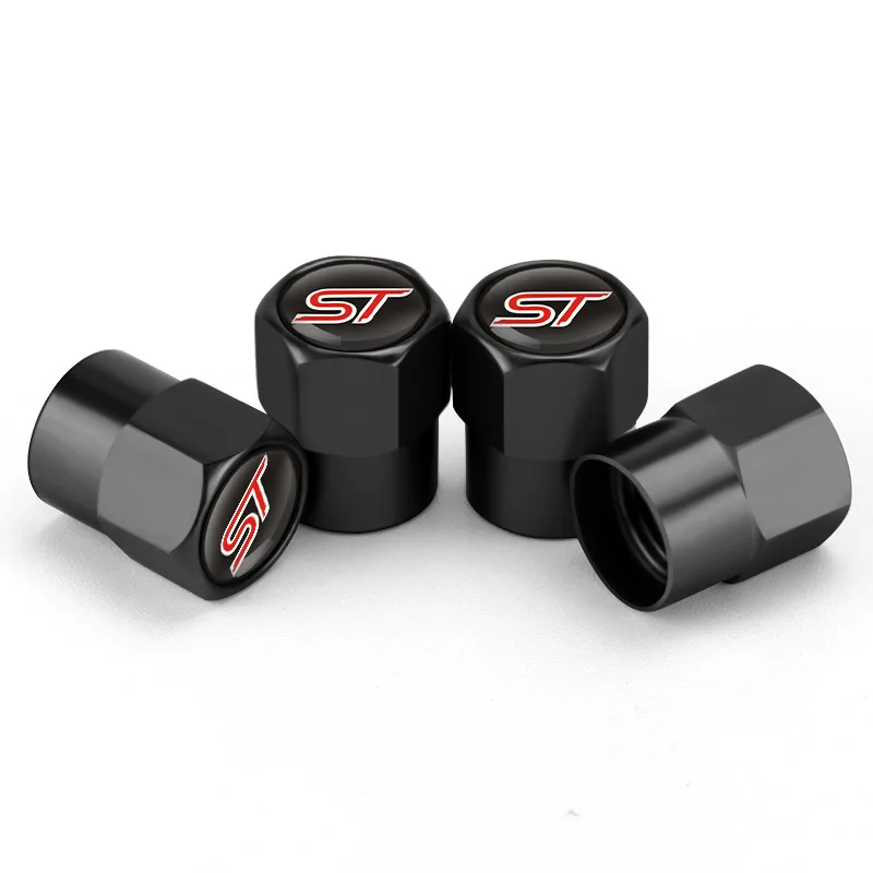 Tire Valve Caps 4pcs Car Wheel Tire Valve Stem Caps Airtight Cover For Ford St Line Focus X 2 3 Mondeo Fiesta Kuga Mk2 Mk3 Mk4 Auto Accessories