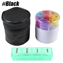 Weekly Pill Organizer - 4 Daily Compartments, 7 - Day Large Portable Medicine Box for Vitamins and Supplements (Black)