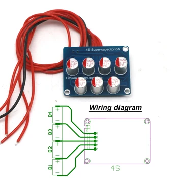 Scheda di bilanciamento attivo 4S 6A con trasferimento di energia, tipo capacitivo, per 4 stringhe di batterie Lifepo4 Li-ion al litio con protezione BMS.