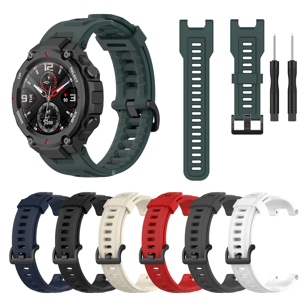 Correa de silicona para reloj inteligente Amazfit t-rex, Correa Original de  silicona para Xiaomi Huami Amazfit t-rex, pulsera con hebilla negra