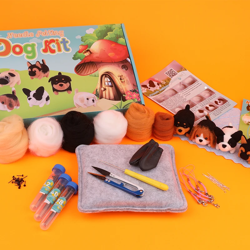 Wool felting kit Dog Wool Felting Unfinished Animal Material Package Doll Toy Handmade DIY Craft Child Gift