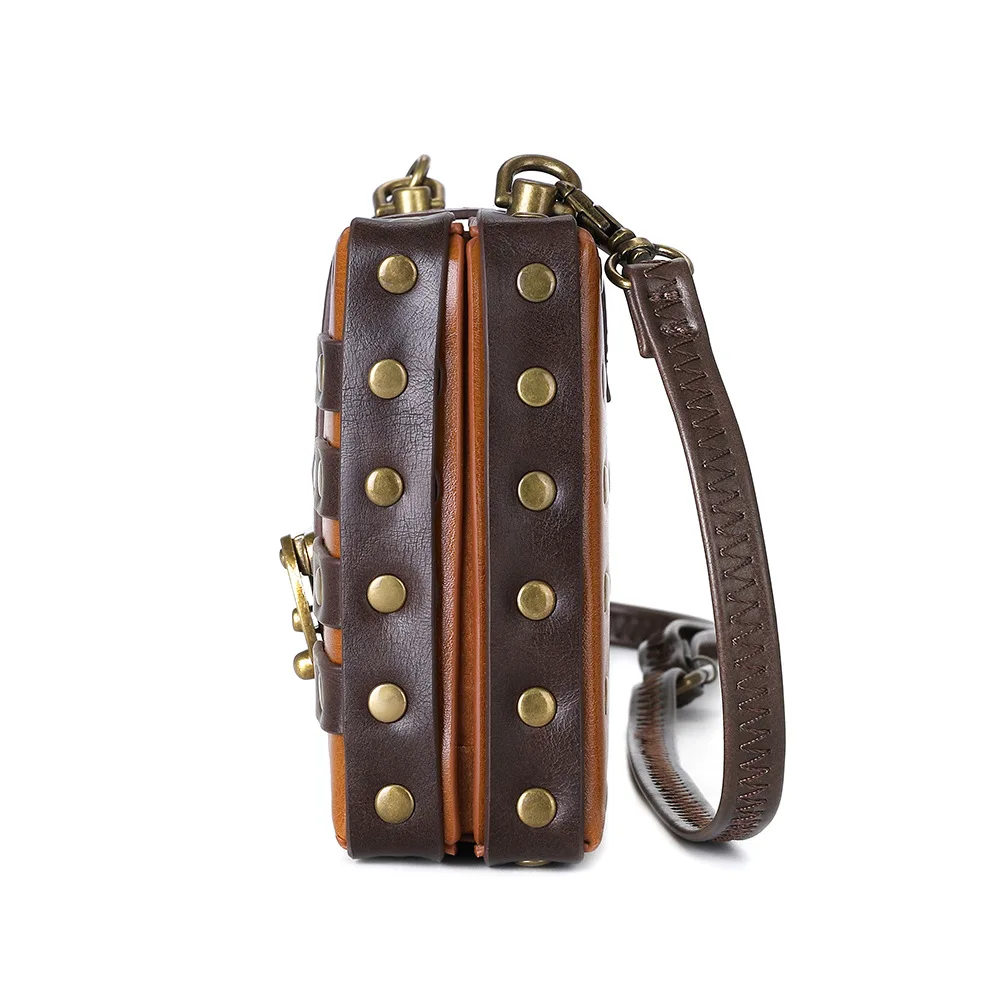women's bag Steam punk industrial retro style small square bag women's one-shoulder diagonal bag wallet card holder