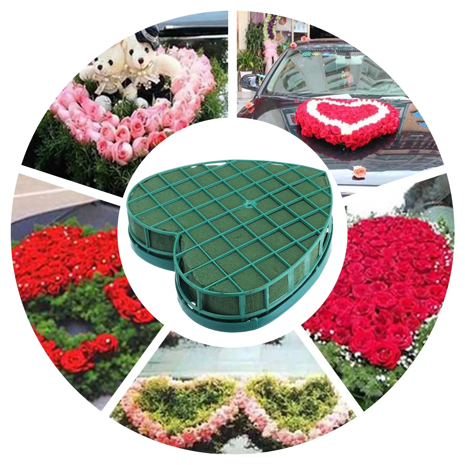 Wedding Car Oasis Green Heart Shaped Floral Foam Wet Artificial Floral