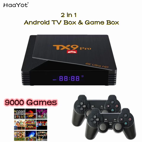 HAAYOT 2 In 1 Smart Android 10 TV Box 64G 9000+ Games Box H616 1G 8G with Gampad 4K Youtube IPTV Set Top Box 2023