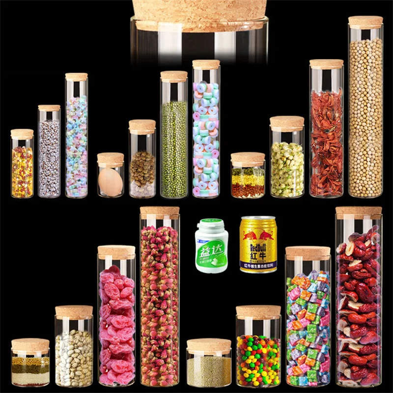 10pcs Dia 47mm 60ml/120ml/230ml/250ml Large High Borosilicate Glass Straight Bottles Cork Test Tubes Wedding Favours