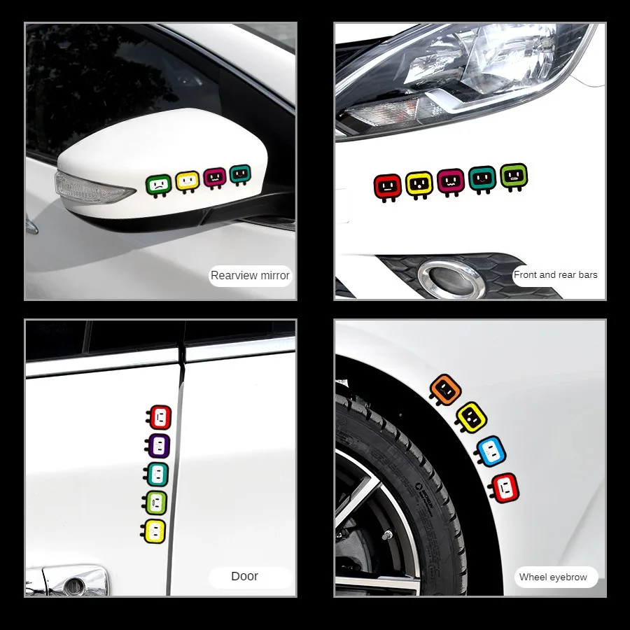 Vehicle Stickers 10PC Decorative Reflective Motorcycle Personality Cute Square Car Body Stickers Helmets Shielding Scratches