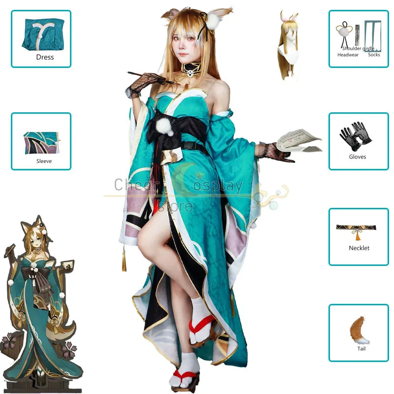 Miss Sheena Cosplay Genshin Impact Miss Hina Cosplay Costume Vestito Parrucca Gorou Femminile Hina Cosplay Costumi Di Halloween Per Le Donne